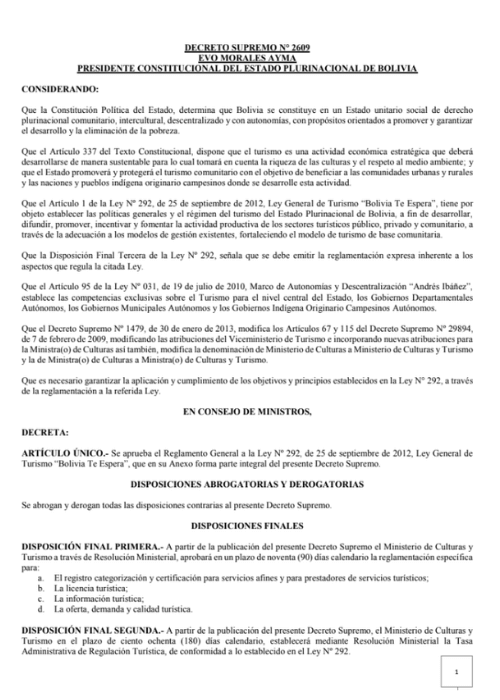 REGLAMENTO GENERAL DE LA LEY N°292