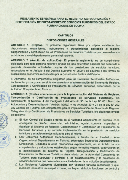 REGLAMENTO ESPECÍFICO PARA EL REGISTRO, CATEGORIZACIÓN Y CERTIFICACIÓN DE PRESTADORES DE SERVICIOS TURÍSTICOS