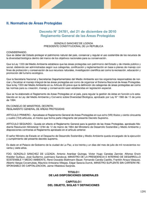 REGLAMENTO ESPECÍFICO DE ÁREAS PROTEGIDAS - DECRETO 24781