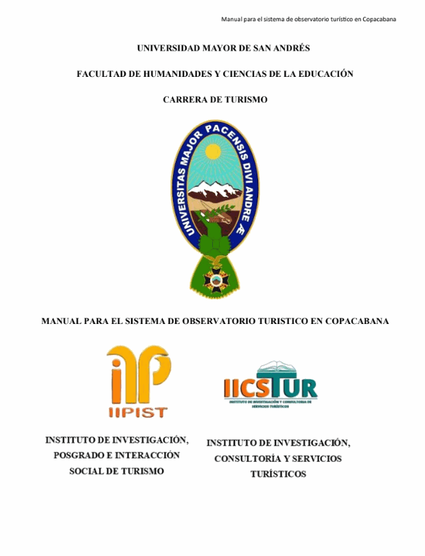 Manual para el sistema de observatorio turístico en Copacabana.
